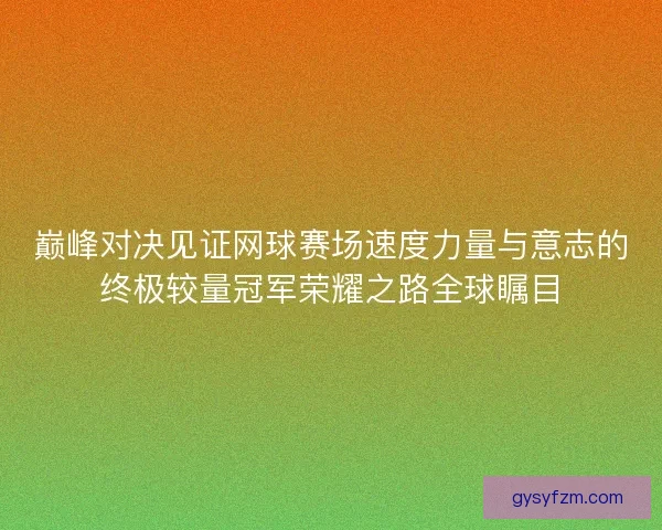 巅峰对决见证网球赛场速度力量与意志的终极较量冠军荣耀之路全球瞩目