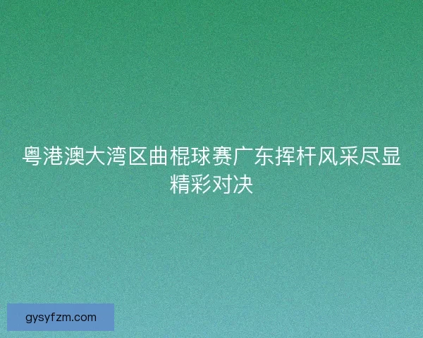 粤港澳大湾区曲棍球赛广东挥杆风采尽显精彩对决