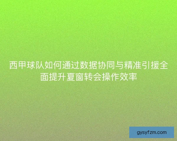 西甲球队如何通过数据协同与精准引援全面提升夏窗转会操作效率 西甲球队如何通过数据协同与精准引援全面提升夏窗转会操作效率